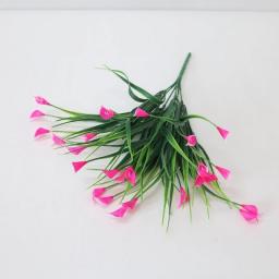 25Heads/Bouquet Artificial Flower Calla Lily Fake Flower With Leaf Plastic Aquatic Plants Home Room New Year 2022 Decoration