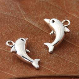 25pcs  Silver Color Small Lovely Dolphin Charms Ocean Animal  Pendant Making Necklaces Fit Diy Supplies Wholesale 18x11mm