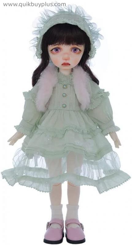 27.6cm Niedlich BJD Puppe 1/6 Ball Jointed SD Doll mit Grün Kleider Set Handgemalt Bilden und Zubehör, Überraschung Geschenk für Mädchen und Jungen