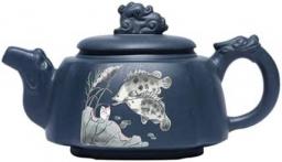270ml Yixing Master Purple Clay Teapots Handmade Fish Pattern Tea Pot Raw Ore Azure Mud Kettle Chinese Zisha Tea Set Customized