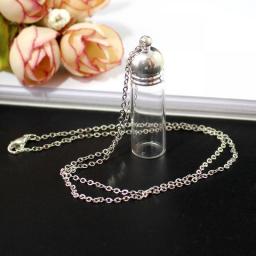 2PCS  3 Size Glass Bottle Pendant Necklace Perfume Essential Oil Keep Openable Small Bottle Necklaces For Women Jewelry