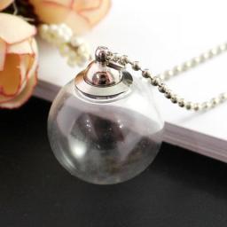 2PCS  Clear Glass globe Necklace with Preglued screw caps ball Necklaces Hollow Fillable Glass Locket Necklace