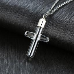 2PCS  Hourglass Vials Urns Necklace Cremation Pendant Vial Glass Ash Holder Memorial Necklaces Stainless Steel Necklace