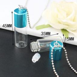 2PCS 2.5ML Glass Bottles Necklace Wishing Bottles Necklace Perfume Essential Oil Keep Openable Small Bottle Necklaces For Women
