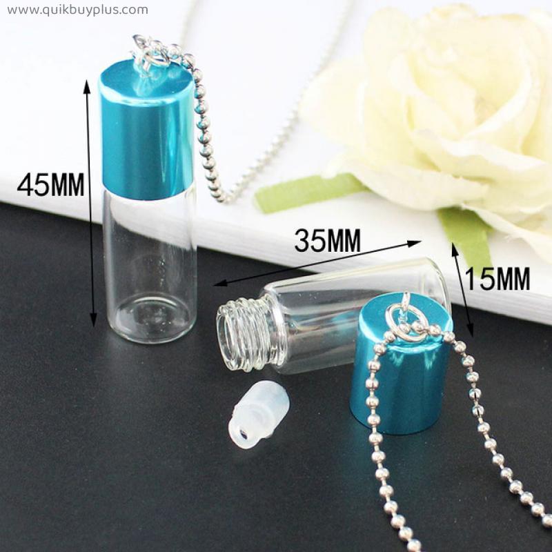 2PCS 2.5ML Glass Bottles Necklace Wishing bottles necklace Perfume Essential oil Keep Openable Small Bottle Necklaces For Women