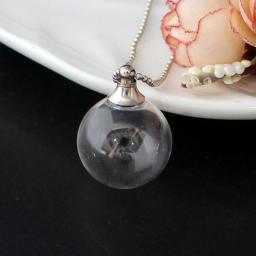 2PCS Glass Ball With Screw Cap Pendant Necklaces Perfume Bottle Necklace Wishing Necklace Keepsake Jewelry
