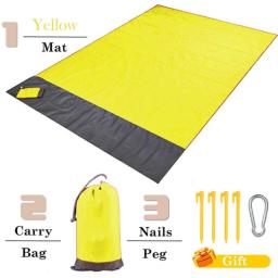 2x2.1m Waterproof Pocket Beach Blanket Folding Camping Mat Portable Lightweight Outdoor Picnic Sand Sunny Color Gift Hiiking