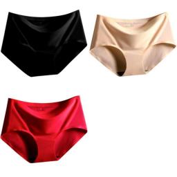 3 Pack Sexy Women's Panties Ice Silk Seamless Lingerie Girls Underwear Breathable Comfort Panties Plus Size Panties Women's Panties