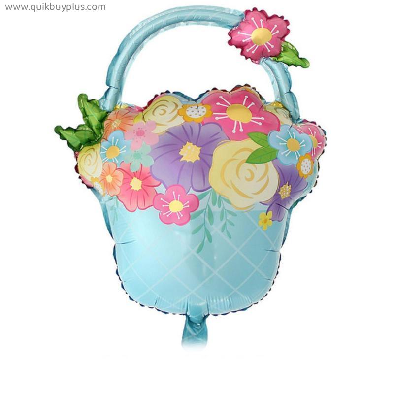 3 Pcs Flower Basket Foil Balloons Aprons Garden Trophy Helium Globos Mother's Day Party Decoration