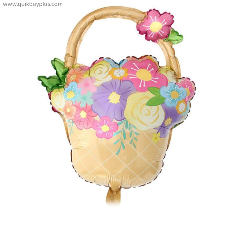 3 Pcs Flower Basket Foil Balloons Aprons Garden Trophy Helium Globos Mother's Day Party Decoration