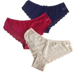 3 Pieces/Ladies Lace Lingerie Underwear Cotton Sexy Sheer Panties Women's Panties See-Through Panties Women's Panties