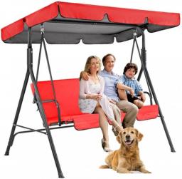 3 Seater Swing Canopy Replacement Cover, Waterproof Swing Removable Top Cover For Outdoor Garden Patio Porch Yard (Top Cover+Chair Cover) (Color : Coffee, Size : 75x52x6inch)