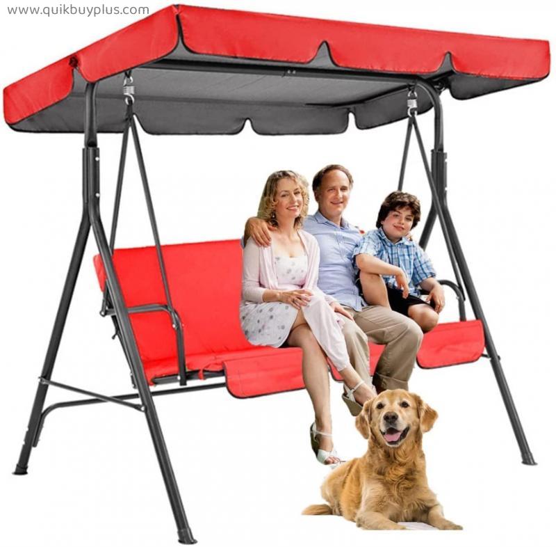 3 Seater Swing Canopy Replacement Cover, Waterproof Swing Removable Top Cover for Outdoor Garden Patio Porch Yard (Top Cover+Chair Cover) (Color : Coffee, Size : 75x52x6inch)