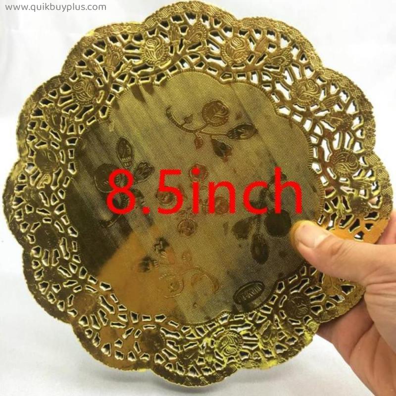 3.5,4.5,5.5,6.5,7.5,8.5Inch Round Gold Silver  Doily Party Decorative Tableware Placemats Paper Mats Table Decoration