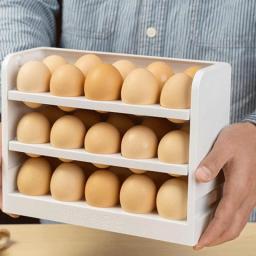 30 Egg Three Layers Creative Flip Egg Storage Box Fridge Organizer Container Household Kitchen Egg Keep Fresh Rack Can Store