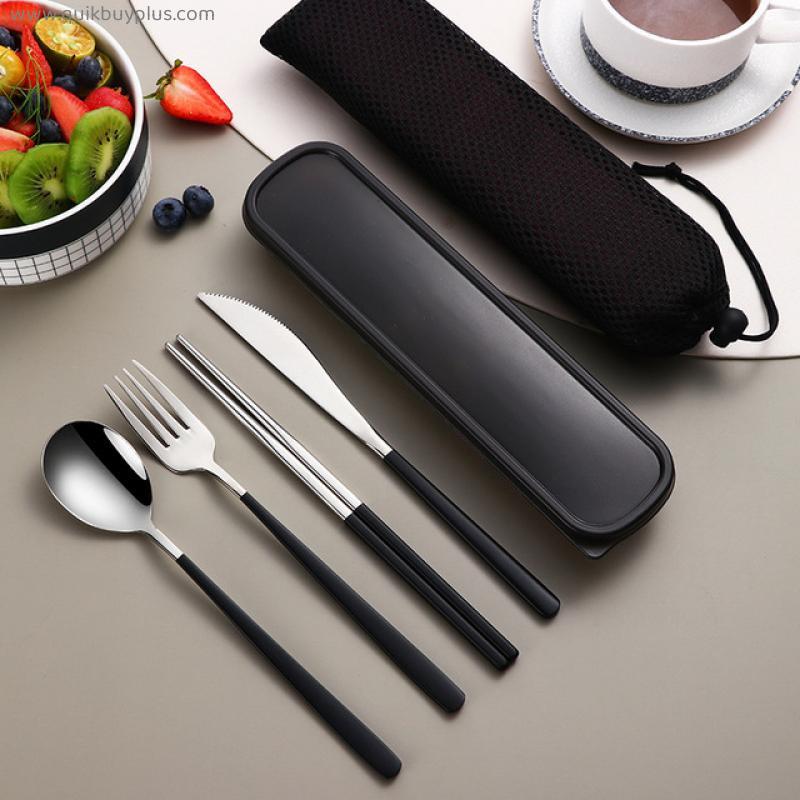 304 Dinnerware Set Eco Friendly Dish Kitchen Accessories Silverware Sets Gold Knife Fork Spoon Portable Cutlery Sets With Case