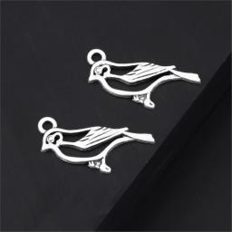 30Pcs  Silver Color  Bird Charms Making Lovely Animal Pendant Necklaces Bangle Parts  27X12mm
