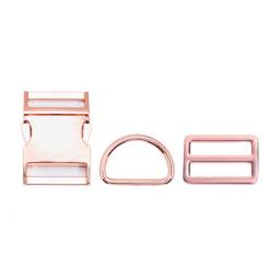 30mm Rose Gold(metal buckle+Tri-Glid+D ring/set)for DIY student bags handmade dog collar webbing sewing premium accessory