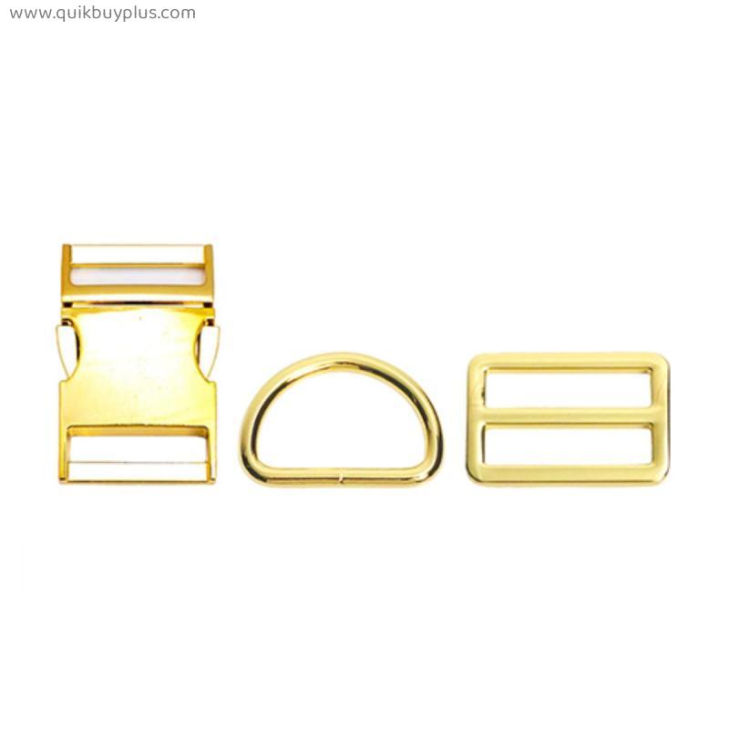 30mm Yellow Gold(metal buckle+Tri-Glid+D ring/set)for DIY student bags handmade dog collar webbing sewing premium accessory