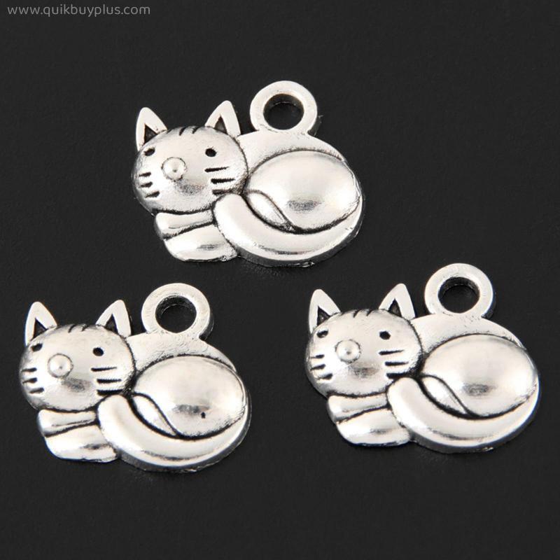30pcs  Silver Color Lovely Mini Cat Charms Cat Animal Pendant Bracelet Necklaces