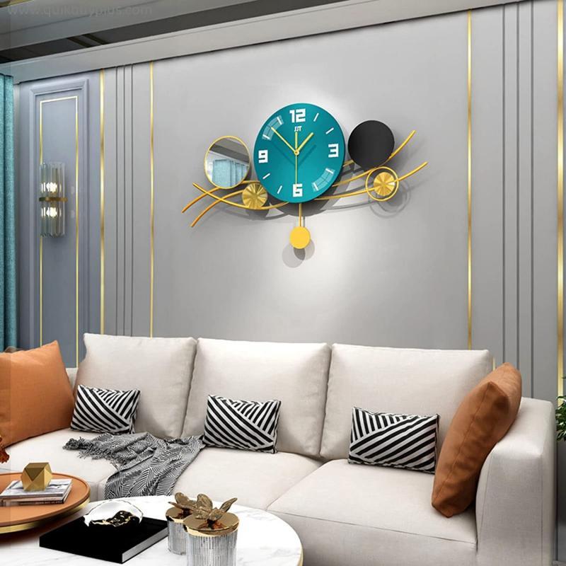 31Inch Art Decor Clocks, Large Decorative Wall Clocks, Mid Century Modern, Battery Operated for Home Living Room Decor