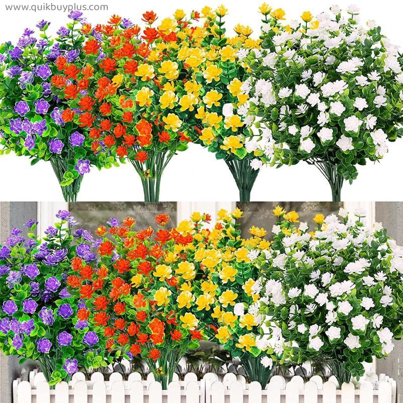 35/10 Heads Fake Artificial Flowers Outdoor for Decoration UV Resistant No Fade Faux Plastic Plants Garden Porch Wedding Decor