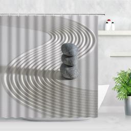3D Creative Beach Zen Stone Shower Curtain Abstract Art Scenery Fabric Bathroom Decor Bath Curtains with Hooks