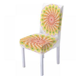 3D Mandala Spandex Chair Cover for Dining Room Peacock Feather Chairs Covers High Back for Living Room Party Home Decoration
