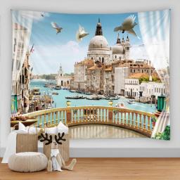 3D Printed Seaview Room Tapestry Beach Plant Nature Scenery Wall Hanging Home Living Room Bedroom Decor Aesthetic Tapestry