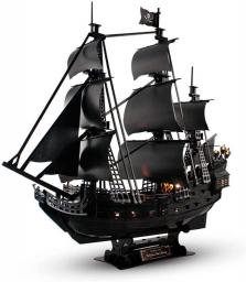 3D Puzzle Pirate Ship Sailboat, 340 PCS Three-Dimensional Assembled Model Kit Boat With LED Lamp String 3-D Puzzle Adult And Children's Gift 26.6x10x25.3in