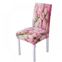 3D Rose Flower Print Spandex Chair Cover for Dining Room Chairs Covers High Back for Living Room Party Valentine Decoration
