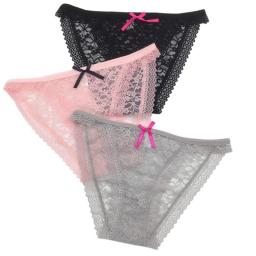 3pcs/set Ladies Lace Panties Ladies Sexy Lingerie Underwear Sheer Solid Color Culottes Women's Panties Girls Panties