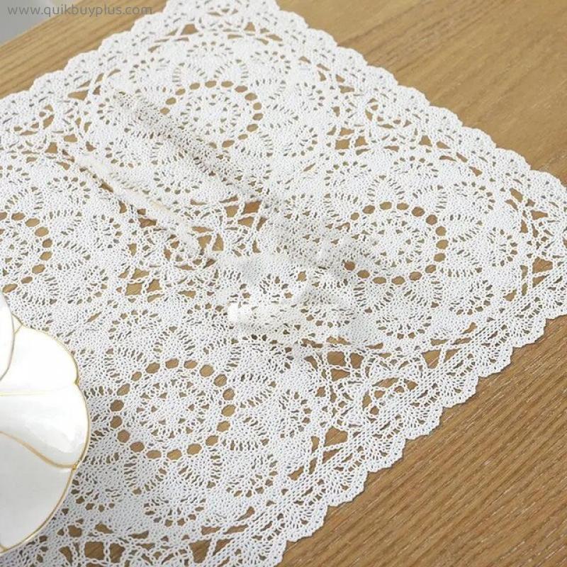 4/6pc European Lace Hollow Placemats Modern Restaurant Table Decoration PVC Meal Mat Anti-hot Dining Tablemats White Wedding Decor
