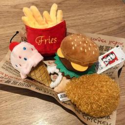 4/7PC SET Hamburger Plush Soft Stuffed Dog ToysSqueaky French fries Shape Chew Bite Resistant Toy for Dogs Pet Toys Accessories