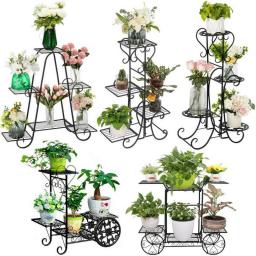4-6 Tier Premium Metal Iron Plant Stand Flower Pot Holder Shelf Garden Decorativ