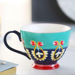 400Ml Art Painting Coffee mugs Ceramic tea cups Travel Bone China Tea Milk Cups