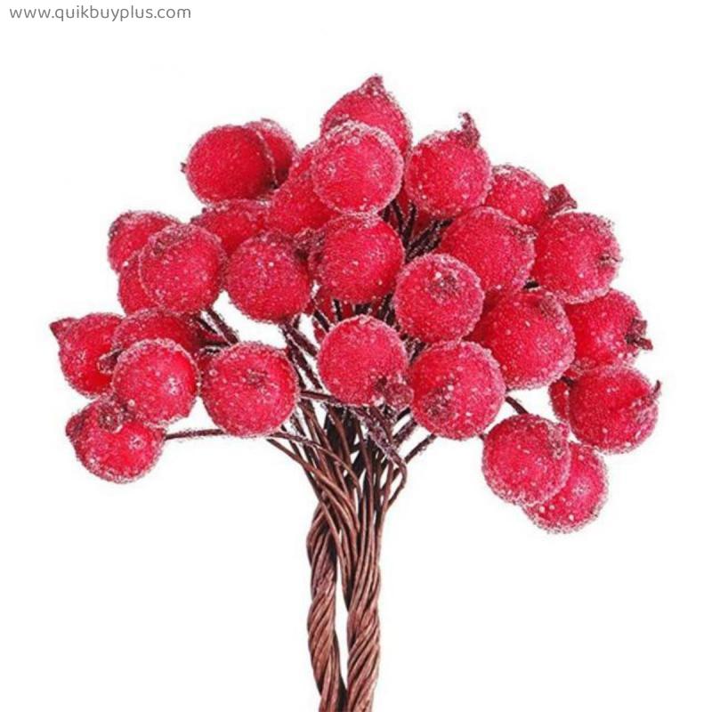 40Pcs Mini Christmas Frosted Artificial Berry DIY Christmas Tree Wedding Decorative Artificial Flowers Berries Bundle Home Decor