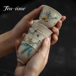 40ml Japanese Style Plant Ash Ceramic Tea Cup Teaware Kung Fu Tea Set Cup Porcelain Teacup Creative Handmade Master Cup Home