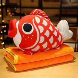 45CM Lovely Cyprinus Carpio Plush Pillows Kawaii Simulation Koi Fish Dolls Cute Cushion With Blanket Hand Warmer Toys For Girls
