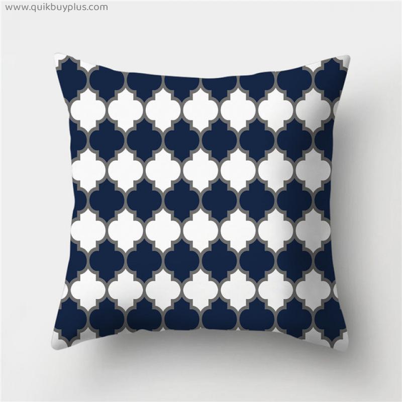 45x45cm Geometric Cushion Cover Polyester Blue Grey Pillow Covers Decorative Sofa Cushions Throw Pillow Home Decor Pillowcases