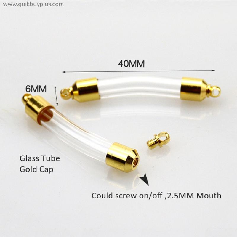 4PCS Preglued Screw Cap Glass Tube Pendant Necklaces Tiny Glass Globes glass vial pendant Diy Finding