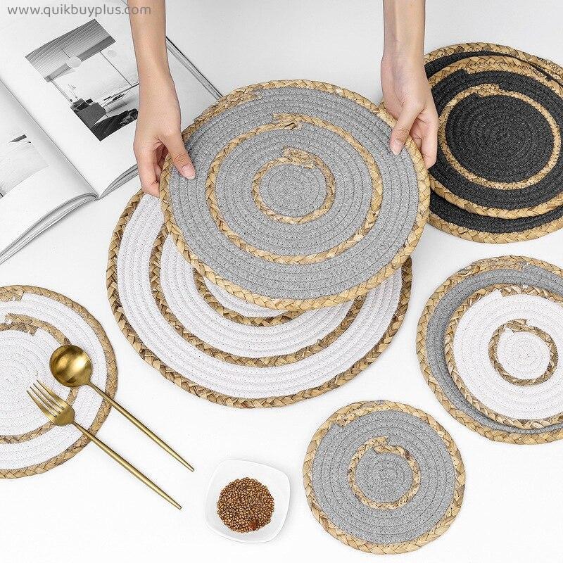 4Pcs Table Insulation Pad Accessories Decoration Home Pad Coaster Round Placemat Solid Placemats Non Slip Table Mat Kitchen