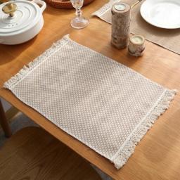 4pcs/Lot Jute Tassel Placemats Thermal Insulation Heat Resistant Dining Table Mat Modern Kitchen Decor for Plates