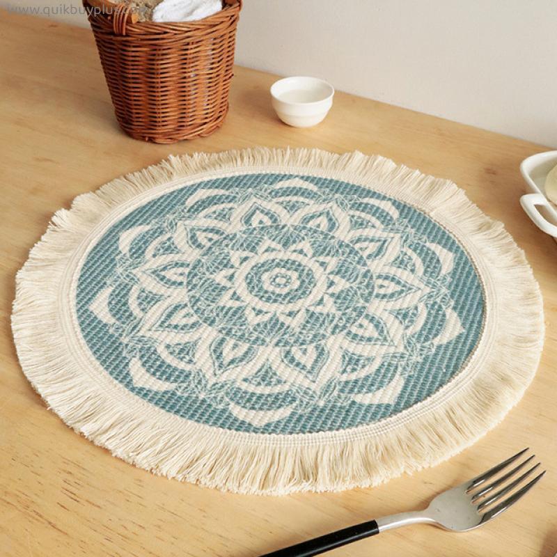 4pcs/Lot Woven Cotton Placemats with Tassel Heat Decor for Kitchen Living Room Dinning Table