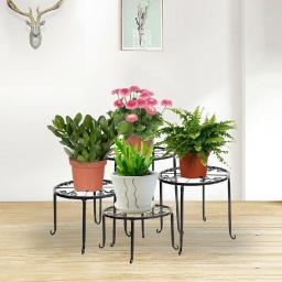 4pcs Metal Outdoor Indoor Pot Plant Stand Garden Decor Flower Rack Wrought Iron