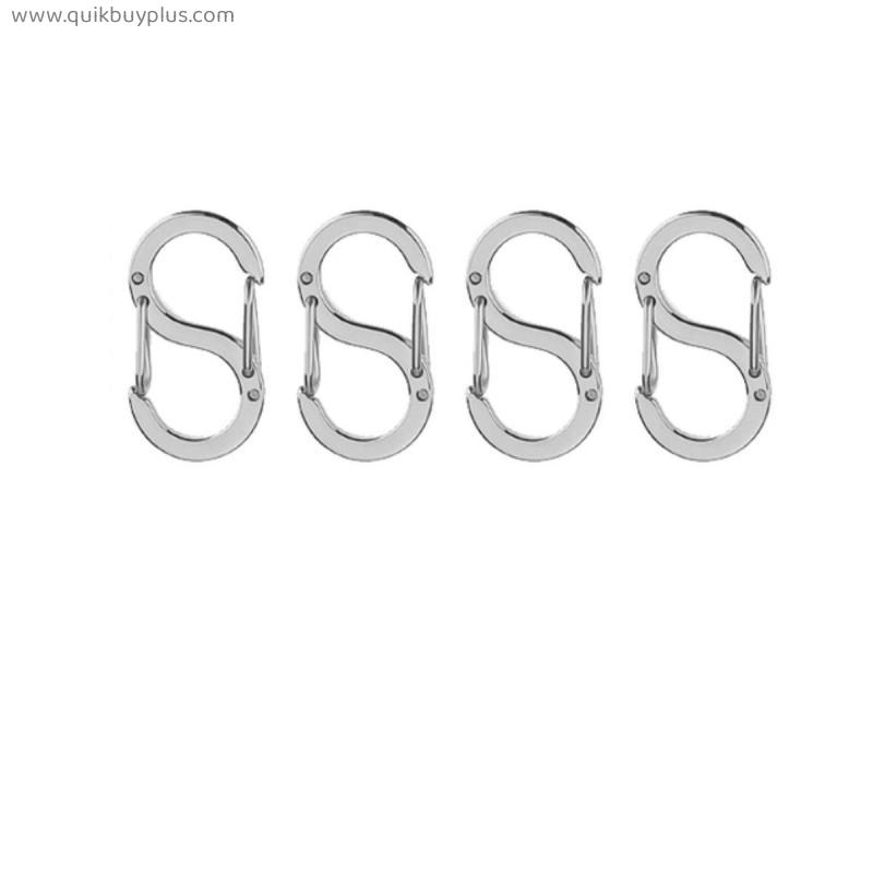 4pcs Stainless Steel S-type Buckle Snap Hook Carabiner Necklaces Connectors for Leather Craft Bag Key Ring DIY Jewelry Findings