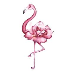 5 Pcs Hand Painted Rose Pink Bird Flamingo Girl Waterproof Tattoo Stickers