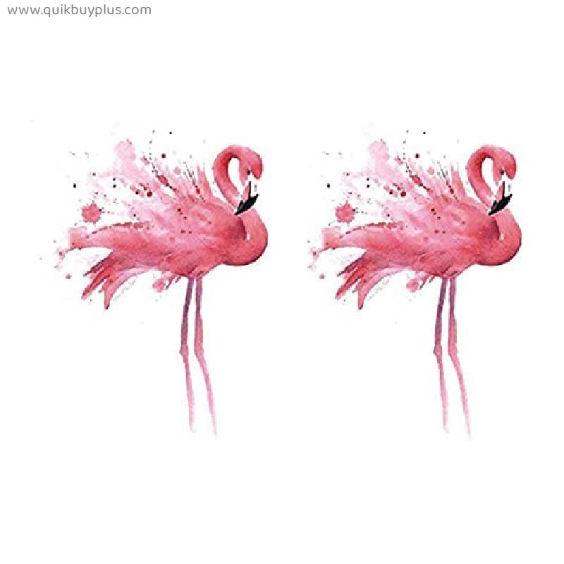 5 Pcs Original Hand Painted Pink Bird Flamingo Small Fresh Female Waterproof Realistic Tattoo Stickers