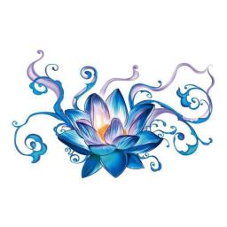 5 Pcs Tattoo Stickers Lotus Blue Lotus Big Picture Waist Belly Belly Literary Ancient Style Waterproof Female
