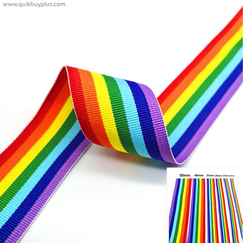5 yards Beautiful Rainbow Ribbon For Wedding Decoration Gift Wrapping Hair Bows DIY Christmas Ribbon